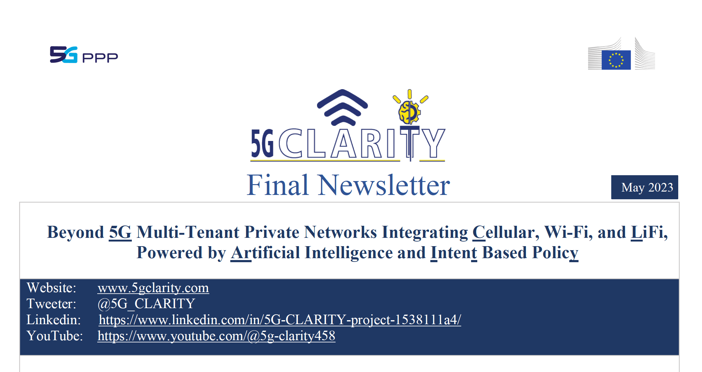 5G-CLARITY Project Final Newsletter Released!